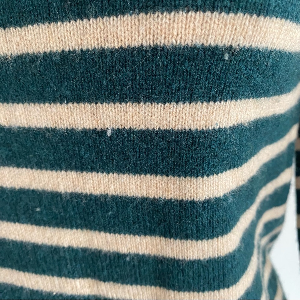 GANNI Green Stripe Crewneck Sweater Merino Yak Blend Small - Picture 2 of 6